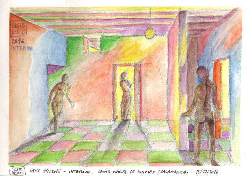 Interior, 2016 - Acuarela sobre papel, 21,0 x 14,7 cm. Interior, 2016 - Watercolour on paper, 8.27 x 5.79 in