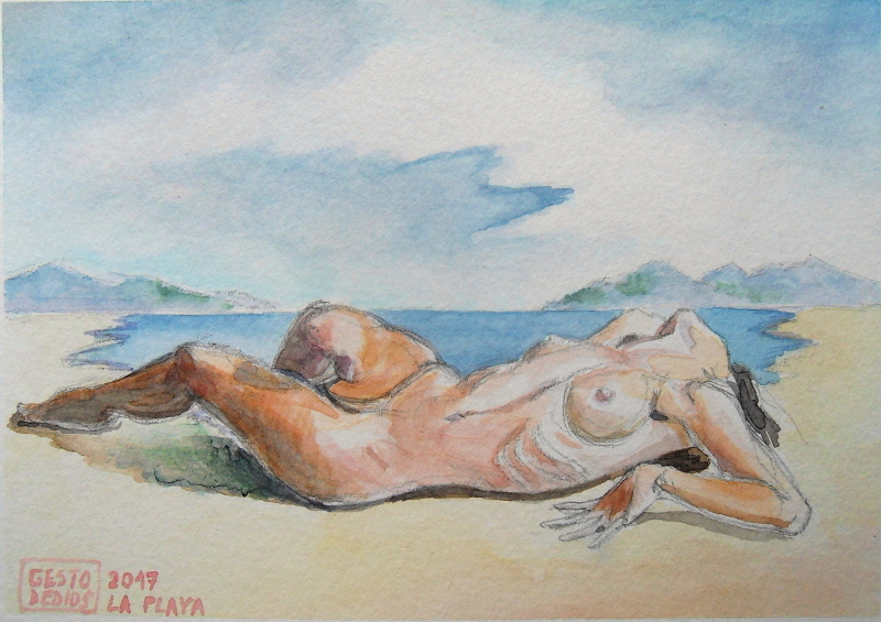 La playa, 2017 (Opus 62/2017) - Acuarela sobre papel, 16 x 11,2 cm.
The beach, 2017 - Watercolor on paper. La plage, 2017 - Aquarelle sur papier