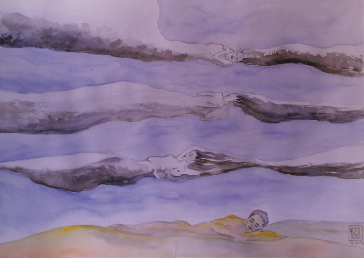 El sueño o Antrocielo, 1996 - Acuarela sobre papel, 65,5 x 46,0 cm - The dream, 1996 - watercolour on paper, 25.8 x 18.1 in