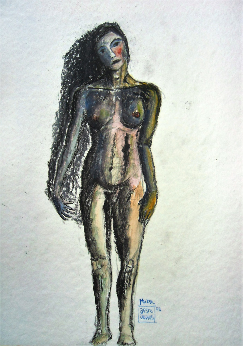 Mujer, 2002 - Acuarela y carboncillo sobre papel, 24,0 x 32,0 cm. Woman, 2002 - Watercolour and charcoal on paper, 24.0 x 32.0 cm