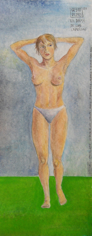 La dama de las camelias, 2007 - Acuarela y témpera sobre papel, 39,8 x 16,0 cm 
The lady of the Camellies, 2007 - Watercolour and gouache on paper, 156.7 x 6.3 in